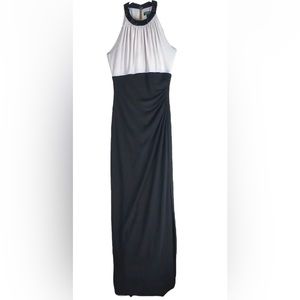 Ralph Lauren Evening Womens Maxi Gown Dress Colorblock Size 6 Beaded Neck